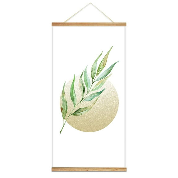 wall26 - Hanging Poster with Wood Frames - Watercolor Painting Style Leaves - Ready to Hang Decorative Wall Art - 18"x36"