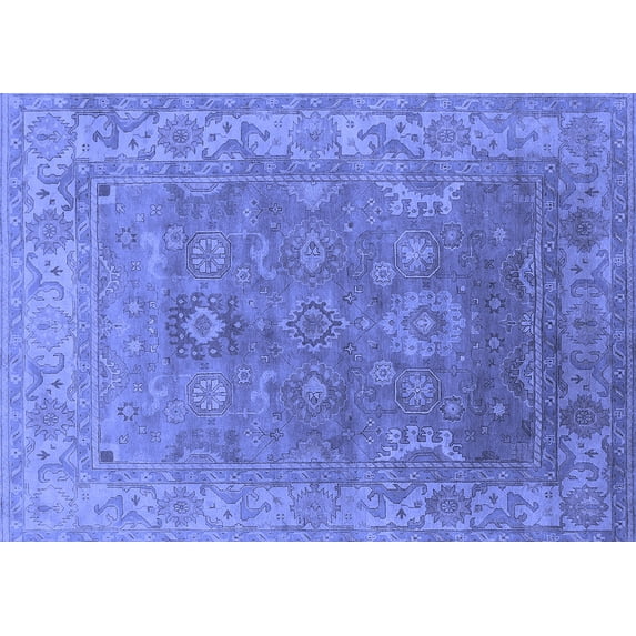 Ahgly Company Machine Washable Indoor Rectangle Oriental Blue Industrial Area Rugs, 2' x 3'