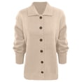 thumbnail image 3 of 2026 New Button Up Cardigan for Women, Long Sleeve Lapel Collared Knit Tops, Lightweight Relaxed Fit Casual Sweater(Beige,S), 3 of 4