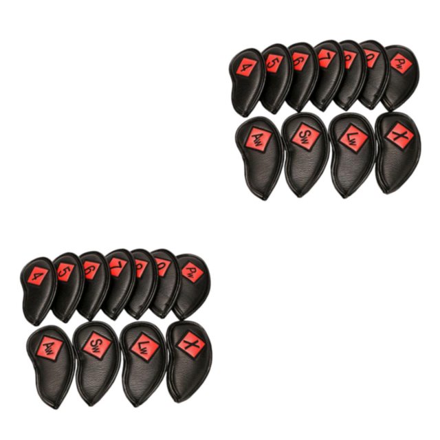 Guardoinrt Housse de Tête de Club en Fer Durable pour Golf Protection Durable Fermeture Sécurisée Noir Rouge 2 Pcs