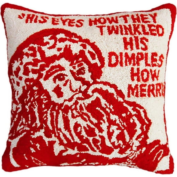 Throw Pillow Twinkle Santa Holiday 20x20 Beige Cream Cotton Velvet Wool