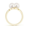 thumbnail image 2 of ANGARA Double Japanese Akoya Cultured Pearl Ring with Diamond Accents in 14K Yellow Gold for Women | June Birthstone, Birthday, Anniversary, Jewelry Gift for Women | Pearl Ring, 2 of 7