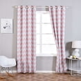 thumbnail image 2 of Efavormart 2 Panels White/Blush Polyester Chevron Design Thermal Insulated Blackout Room Darkening Grommet Top Curtain 52"x108", 2 of 11