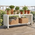 thumbnail image 2 of Ktaxon 39.3in Preserved Flower Storage Metal Back Bench for Patio Garden Seating with 2-Tier, White, 2 of 11