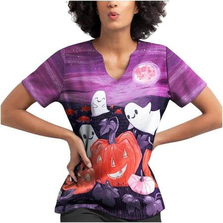 

Cakiesky Women s Scrubs Top Funny V Neck Christmas Scrub Top Purple M