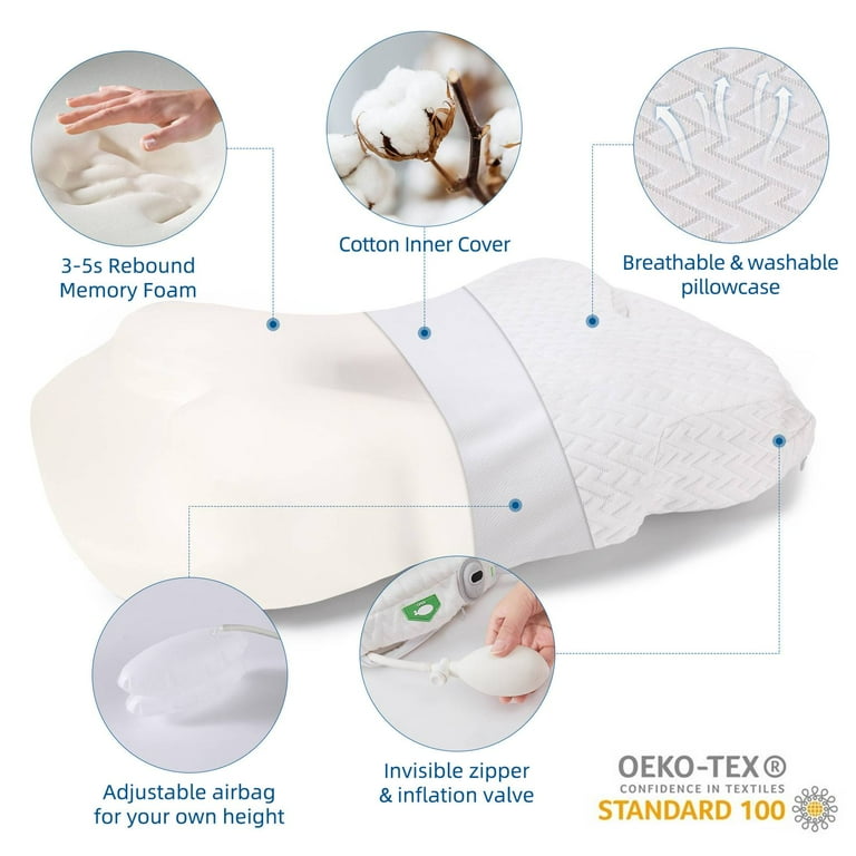 WSBArt Adjustable Height Cervical Foam Pillow, Orthopedic WSBArt Adjustable Height Cervical Foam Pillow, Orthopedic