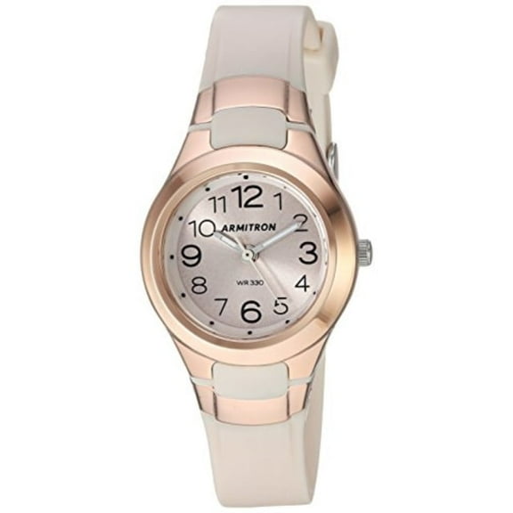 armitron sport women's 25/6418pbh easy to read rose gold-tone and blush pink resin strap watch