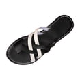 thumbnail image 6 of absuyy Womens Slide Sandals - Black, Comfortable Casual Open Toe Slip On Sandals with Crisscross Straps for Everyday Walking, Beach, Pool,Size 7, 6 of 9