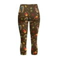 thumbnail image 5 of SCRAWLGOD Thanksgiving Women's Soft Capri Leggings Soft Tummy Control 3/4 Yoga Leggings for Workout Running Gym High Waisted Capris Tights with 2 Pockets, Maple Leaf Fruit Turkey Print, S, 5 of 7