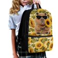 thumbnail image 3 of HUIACONG 17 Inch Capybara Sunflower School Backpack for Girls Boys Large Capacity Lightweight Water Resistant Back to School Backpack for Students Ages 6-18 Elementary Middle High School Daily Use, 3 of 6