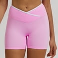 thumbnail image 2 of Biker Shorts for Women Cross Waist Yoga Workout Spandex Shorts Tummy Control Soft Athletic Running Gym Shorts, 2 of 6