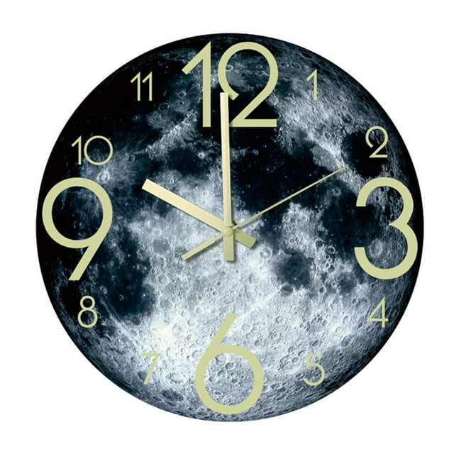 GROWTH TANK Grande Horloge Murale Ronde Moderne Lumineuse 30cm Phosphorescente Lune