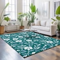 thumbnail image 3 of Area Rugs 4'x6'. Green White Floral Carpet Runner Indoor Outdoor Rugs Home Decor Aesthetic, Farmhouse Retro Botanical Leaves Non Slip Mats Washable Accent Rug for Living Room Bedroom, 3 of 8