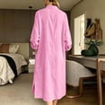 thumbnail image 6 of UKHCCC Women's Linen Cotton Loose Fit V-Neck Midi Dress with Pockets Casual Summer Flowy A-Line Silhouette Solid Button Detail S-3XL, 6 of 9