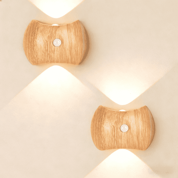 2 Pack Motion Sensor Wall Lights, Cordless LED Wall Lights, Battery Operated Night Lights, Rechargeable Stair Lights, Suitable for Bedrooms, Hallways, Stairs, Wall Decor