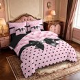 thumbnail image 2 of Manfei Black Coquette Bow 7pcs Queen Bedding,Minimalist Geometric Polkadot Bedding Comforter Set Queen,Black Reversible, 2 of 7