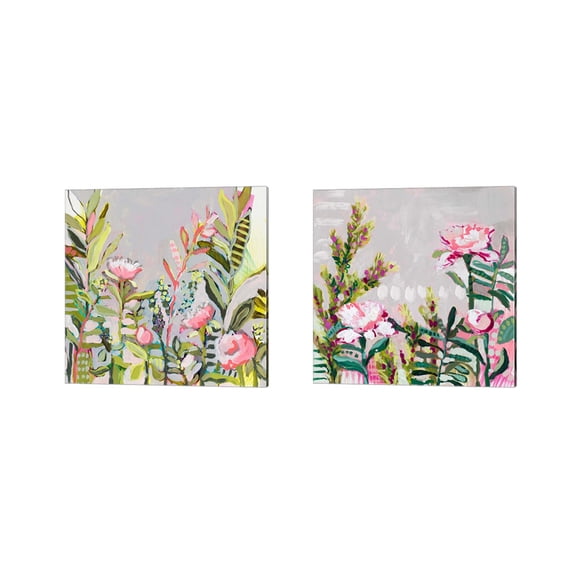 Great Art Now Blushing Wildflowers by Shelby Dillon 2 Piece Canvas Art Set Each 14"W x 14"H
