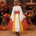 thumbnail image 4 of KLHDSF Women's Renaissance Medieval Costumes Dress Trumpet Sleeves Gothic Retro Gown For Halloween Yellow S, 4 of 5