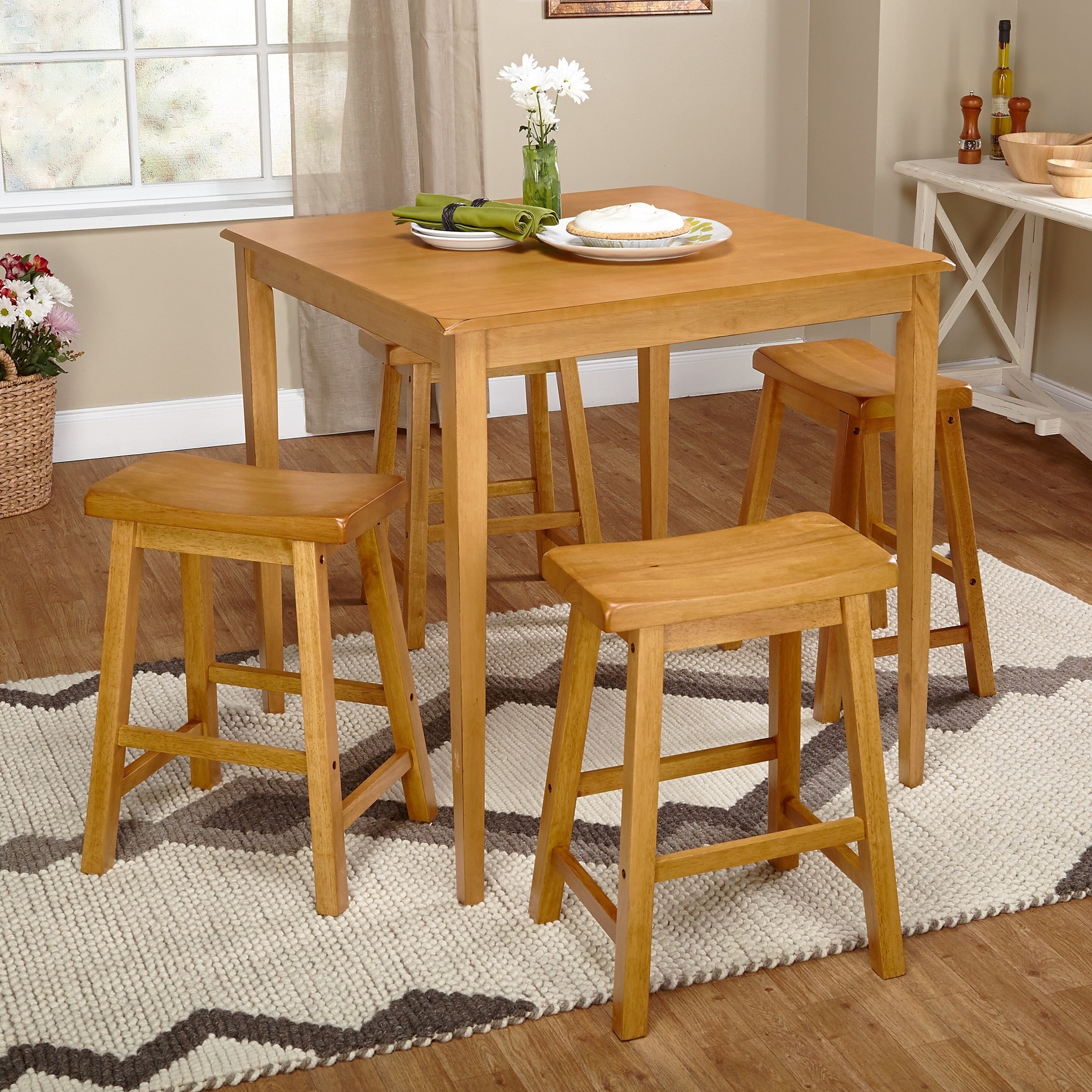 Belfast Bar-Height Dining Table in Oak Finish with Shaker Style Wood Design