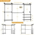 thumbnail image 3 of iSunirm 7 - 8.6 ft Expendable Closet Organizer, Closet Rack with Wooden Shelves for Hanging Clothes, Wall Mounted Industrial Pipe Clothes Rack for Walk-in Closet and Bedroom, Black, 3 of 9
