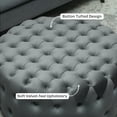 thumbnail image 3 of HOMCOM Tufted Ottoman, Velvet-feel Upholstered Foot Stool with Padded Seat, Round Ottoman Coffee Table for Living Room, Bedroom, Dark Gray, 3 of 9