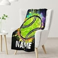 thumbnail image 5 of Custom Tennis Throw Blanket for Boys, Sport Blanket Gifts for Kids Tennis Lovers - 40x30 Inches Black Soft Fuzzy Flannel Blankets for Lap Sofa Couch, 5 of 6