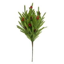 PuSpu 40cm Norfolk Pine Needle Garland, Soft PVC Realistic Christmas Greenery, Reusable Holiday Home Decor, Green 15.7" Faux Pine Spray