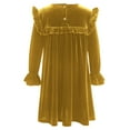 thumbnail image 3 of IBTOM CASTLE Toddler Baby Girls Velvet Tutu Dress Pageant Party Gown Kids Fall Winter Ruffle Long Sleeve Princess Christmas Birthday Party Wedding Evening Dress 3-4 Years Burnt Yellow, 3 of 8