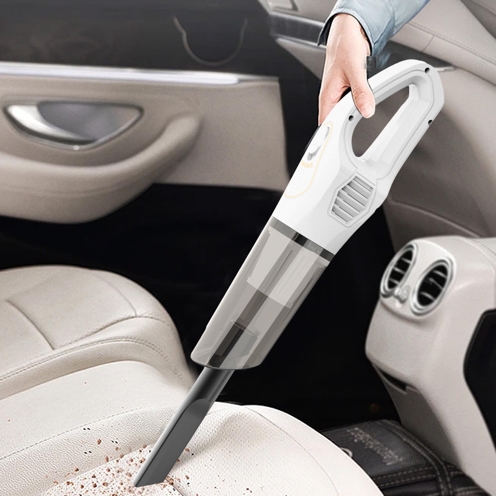 SSZMDLB under $5 Car Vacuum, Wireless Handheld Portable Cleaner, Wet Dry Dual Use Vacuum Cleaner, Large Suction Power for Vehicle Interior, Rechargeable Cordless Auto Detailing Tool