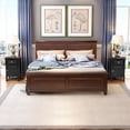 thumbnail image 4 of Hefilesy FCH 2pcs 40*30*63cm Country Style Spray Paint Curved Feet One Draw One Door Night Table Black, 4 of 6