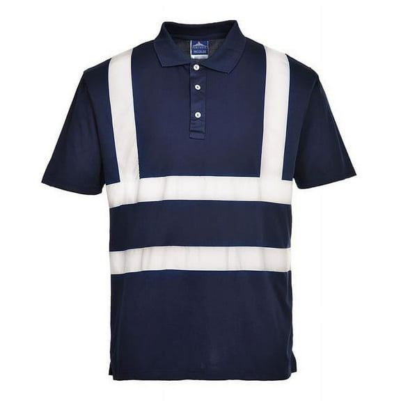 Portwest F477 Mens Reflective Iona Work Polo Shirt Navy, Small