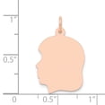 thumbnail image 3 of 14k Rose Gold Plain Medium .018 Gauge Facing Left Engravable Girl Head Charm, 3 of 3