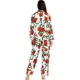 thumbnail image 4 of Womens Silk Satin Pajamas Set Sleepwear Loungewear,Classical Flower-red, 4 of 5