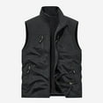 thumbnail image 2 of LpwkSSA Mens Casual Fashion Vest, Zipper Thin Sleeveless Outdoor Multi Pocket Vest for Men Stand Up Slim Fit Casual Solid Collar Breathable Workwear Black XXXXXL, 2 of 4
