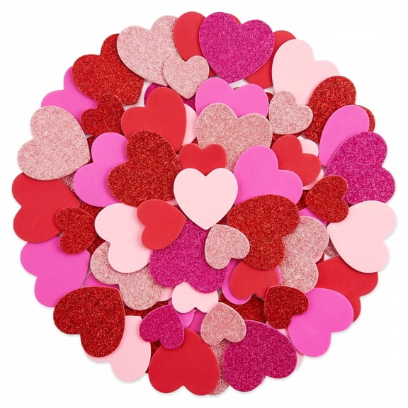 allydrew Heart Shaped Self-Adhesive Glitter Foam Stickers, For Arts & Crafts, Decorations, Valentines Day, Mothers Day (200pcs)