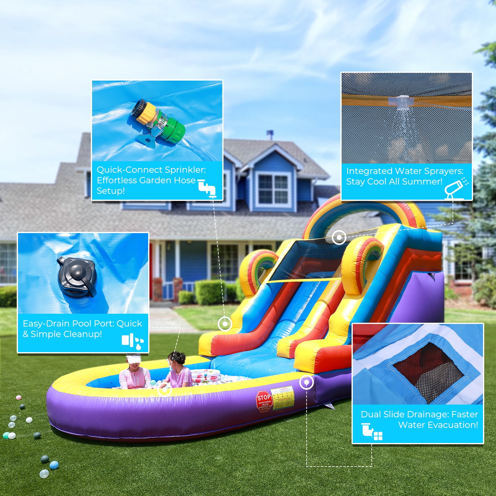 Relunch 21FT Inflatable Water Slide Commercial Grade PVC with Pool & Blower – Big Backyard Bounce House for Kids & Adults 21x9x12.8ft