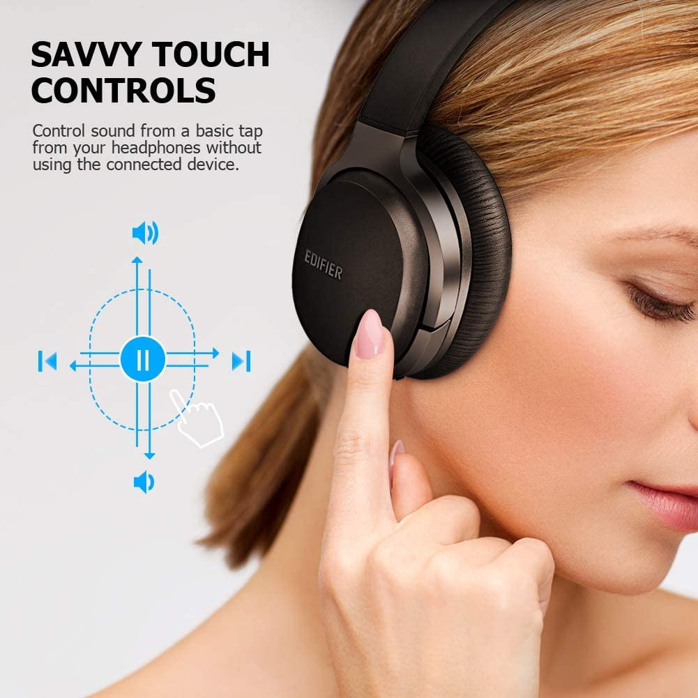 Edifier Wireless Noise Cancelling Headsets with Microphone for PC,Bluetooth Earphones with Touch Control ,Work From Home Headsets,Black