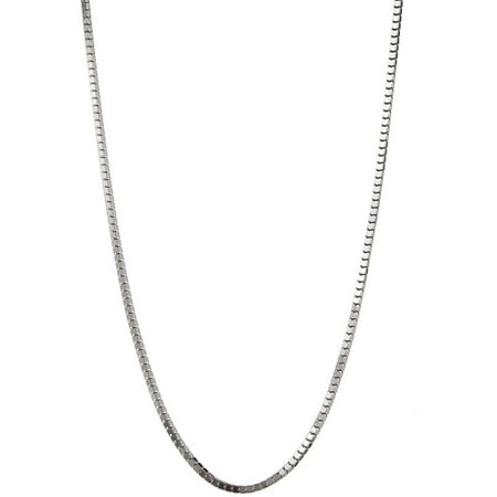 Pori Jewelers Rhodium-Plated Sterling Silver 2mm Box Chain Men's Necklace, 20