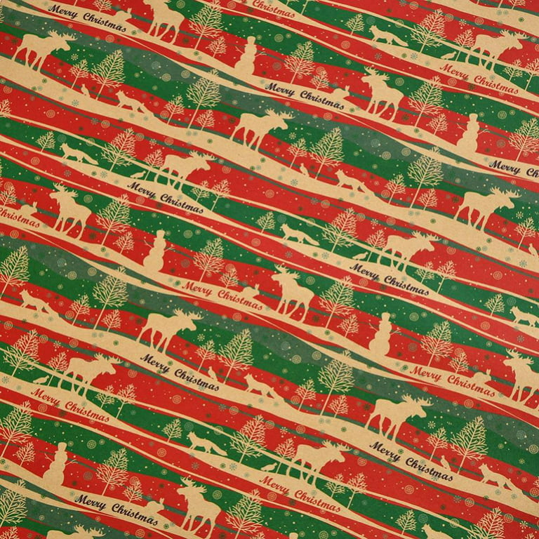 Christmas Wrapping Paper , 6 Pcs Xmas Gift Wrapping Paper, Kraft