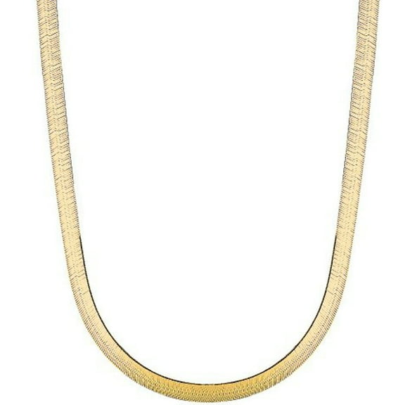 14k Yellow Gold Shiny Herringbone Chain Necklace 5 Mm (16, 18, 20, and 24 Inches)
