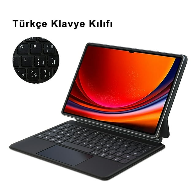 Étui Clavier pour Samsung Galaxy Tab S7 FE S9 S8 S7 Plus Étui Clavier Rétroéclairé Magique avec Pavé Tactile Housse Magnétique pour Tablette Capa Clavier Turc S9 FE 10,9 Pouces