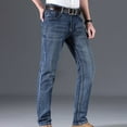 thumbnail image 5 of Hvyesh Men's Jean Pants Big and Tall Basic Jeans Cozy Streetwear Work Outdoor Full Length Pants Straight Fit Washed Denim Jeans, 5 of 5