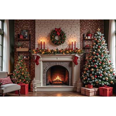 Baby Christmas Backdrops Fireplace Tree Teddy Bear Backgrounds Childr's02 Home Party Photography Studio Supplies