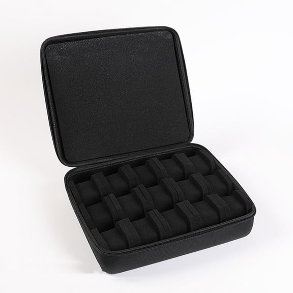 BIBABLYKE 15 Slot Watch Box Travel Case With Padded Interior Convenient for Secure Storage and Display of Watches Daily Use