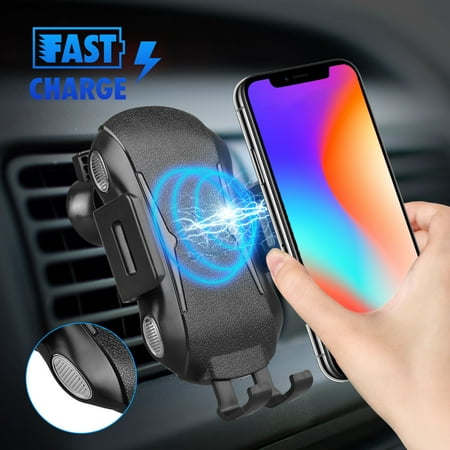 Automatic Console Shift Plate - EEEKit Automatic Clamping Wireless Car Charger Mount, 10W/7.5W Fast Charging Car Air Vent Phone Holder for iPhone Xs/Max/X/XR/8/8 Plus, Samsung Note 9/8, S10/S10E, S9/S9 Plus