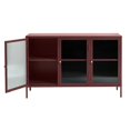 thumbnail image 4 of 3-Door Contemporary Glass & Metal Sideboard in Red, 4 of 5