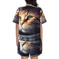 thumbnail image 6 of Daiia Astronaut Cat Pattern Womens Pajama Sets Short Sleeve Pajamas for Women Sets Soft Lounge Sets Casual Round Neck Sleepwear PJS-Large, 6 of 7