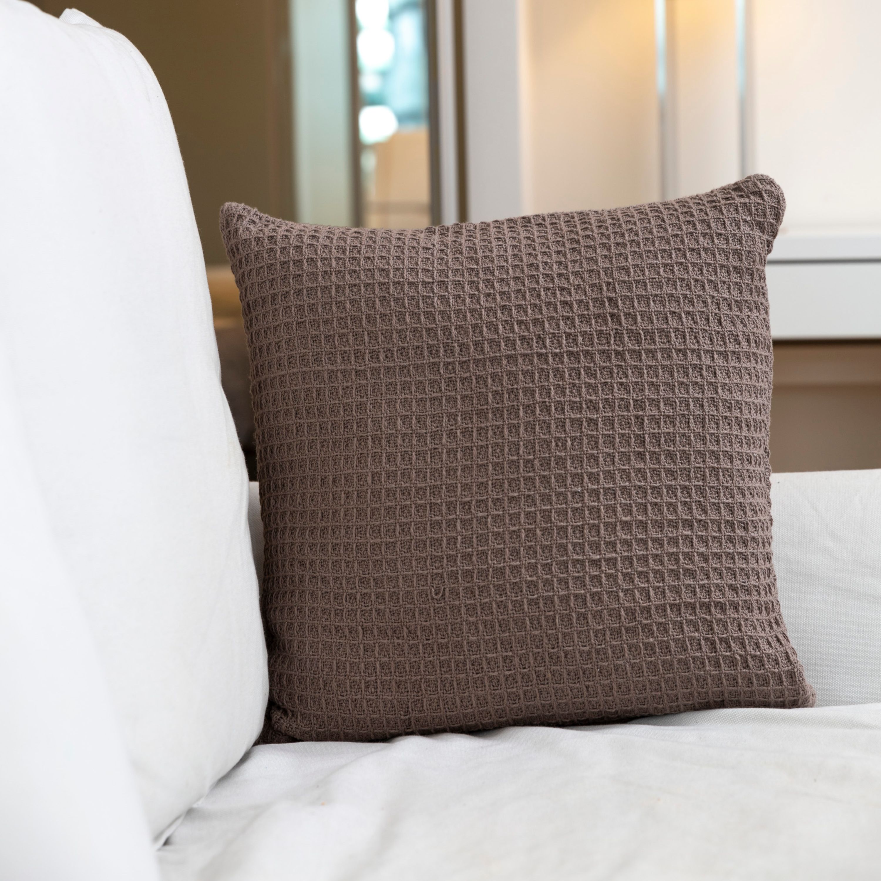 Fabstyles 18" Throw Pillow with Poly-Insert 100% Waffle Weave Cotton Cover (Set of 2)