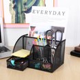 thumbnail image 4 of Jinsinto [High Capacity Desk Manager]: A mesh desk manager, 6 compartments and 1 sliding drawer, which is enough for you to sort your daily supplies and office supplies on the desk. Research shows that a neat desktop can make work faster, easier and more creative [High Quality]: The tabletop storage box is made of high-quality iron and has a rust-proof coating sustainable. Color fastness, smooth and beautiful edges, durable and safe. cute desk accessory has four cushions at the bottom to protect your desk [multi-functional desk accessories]: as desk decorations, home office accessories and pen holders, or as gifts for teachers, students and your loved ones. You can gadgets on the desktop. It's easy to find the accessories you need, saving your valuable time. [out of the box]: The desktop manager has been completely assembled and can be used directly. The grid design makes the appearance unique and fashionable. [Application]: The metal desktop storage box is universal and can be used by students, teachers and teachers. teachers. It is suitable for storage in school lockers, offices and even kitchens!, 4 of 5