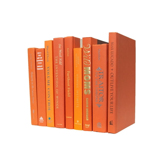 Pen & Willow Orange Decorative Books - Real shelf-ready book bundles for home or office decor, weddings or staging.